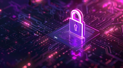 Digital Security Padlock on Purple Circuit Board