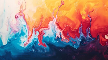 Waves of liquid color splashing across the canvas, forming a dynamic gradient that captures the eye with its vivid and energetic presence. - obrazy, fototapety, plakaty