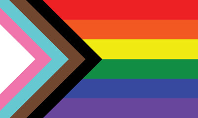 Progress pride flag Pride Month LGBTQ Rainbow - obrazy, fototapety, plakaty