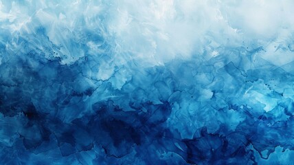 Abstract blue watercolor background with textures - This artistic image presents a medley of deep blue hues and textures resembling a stormy ocean or a tumultuous sky in watercolor