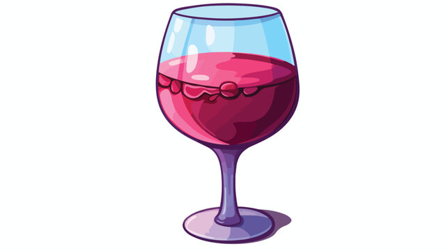 Glass of wine icon image flat cartoon vactor illust