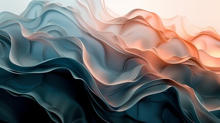 Tranquil and mesmerizing, a simple color palette forming a gradient wave in a fluid abstract, creating a visually soothing and aesthetically pleasing composition. - obrazy, fototapety, plakaty
