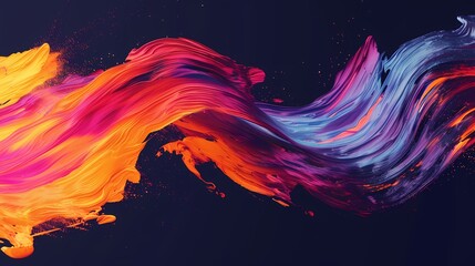 Bold strokes of vibrant color in a fluid motion, creating a dynamic gradient wave that is both energetic and visually striking in its minimalistic simplicity.