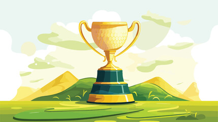 Golf trophy vector illustration flat cartoon vactor