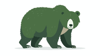 Green bear on white background illustration flat ca