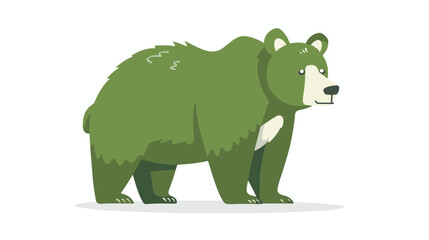 Green bear on white background illustration flat ca