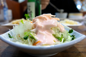 Close-up of the tuna sashimi on the plate