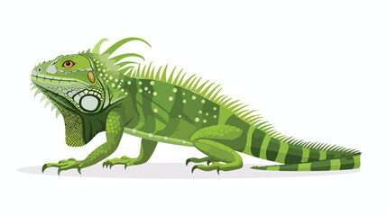 Green iguana on white background illustration flat - obrazy, fototapety, plakaty