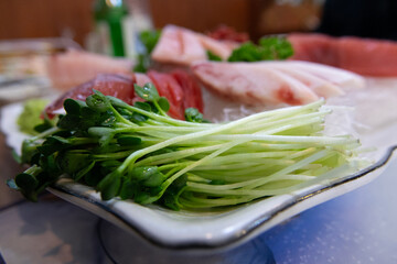 Close-up of the tuna sashimi on the plate