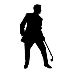 silhouette of a person holding a cane