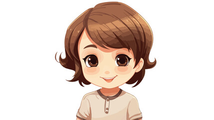 Happy girl kid or child with short brown hair icon
