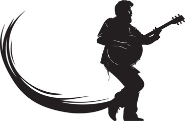 silhouette of a person with guitar