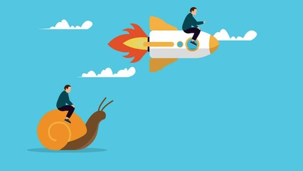 Boost fast speed to win business competition cartoon animation
