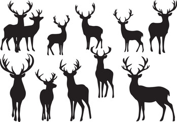set of deer silhouettes