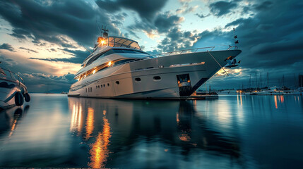Lavish Sea Escape: Ultra-Sharp Luxury Tourist Boat - obrazy, fototapety, plakaty