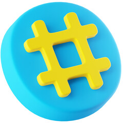 3D Icon Hashtag Illustration