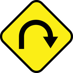 sign hairpin curve