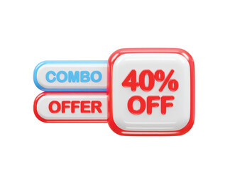 40 percent off sale text illustration 3d rendering