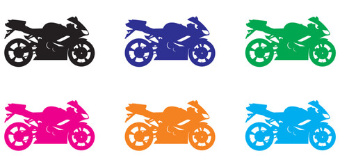 motorcycle silhouette set design illustration, silhouette style design, designed for icon and animation