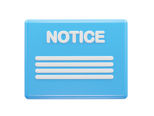 Notice icon 3d render illustration element