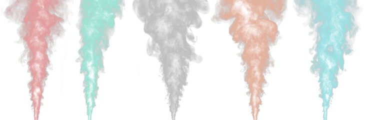 Color smoke collection isolated a on transparent background