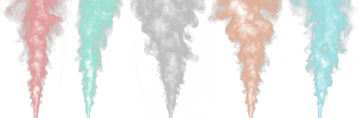 Color smoke collection isolated a on transparent background
