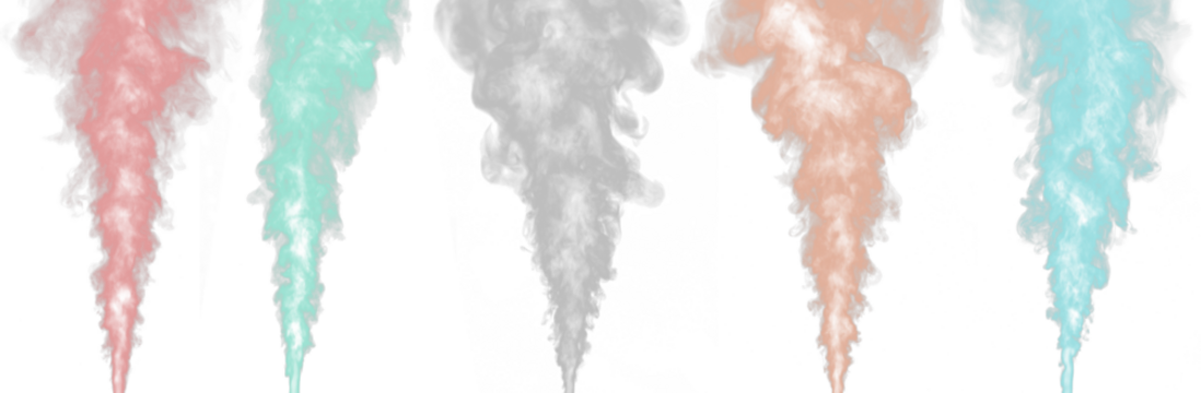 Color smoke collection isolated a on transparent background