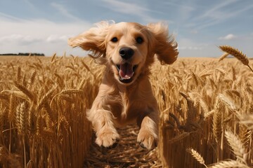 A graceful dog prancing through a field Free Photo
