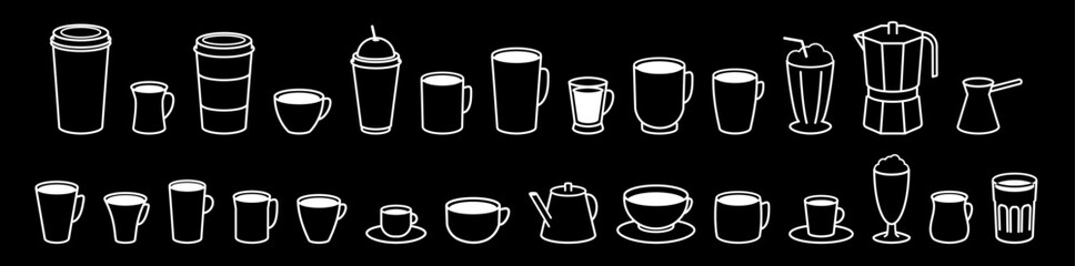 Coffee cup icons set. Coffee To Go. Teacup collection. Hot drink.