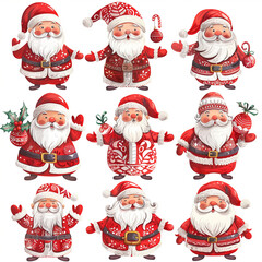 set of santa claus isolate on white background