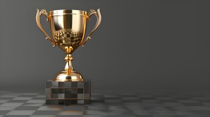 Fototapeta na wymiar Elegant golden trophy on a grey background 