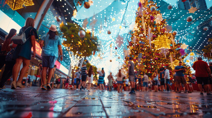 Naklejka premium Travel Photography: Melbourne's Lively Christmas Scene 