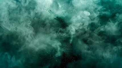 Fototapeta na wymiar Abstract Emerald Powder Explosion: Freeze Motion, Splattered Background
