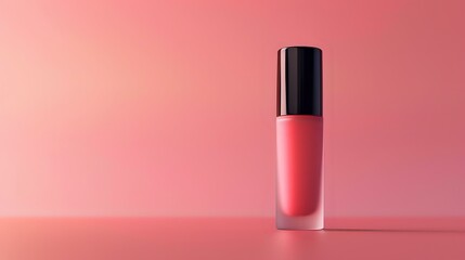 Single Bottle of Matte Pink Liquid Blush on Gradient Background, Cosmetics