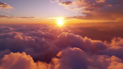 Gorgeous Aerial Sunrise: Cloudy Sky Painting the Horizon with Beauty