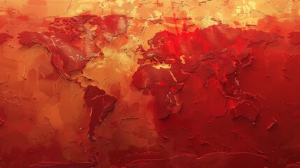 Abstract World Map in Shades of Red and Orange Texture