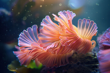 A colorful coral with pink and orange petals