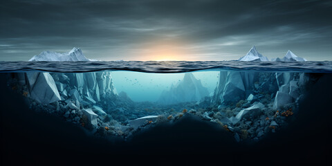 Iceberg Hidden Danger in the sea water Oceanography Environmental Hazards oceanic background