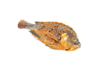 Obraz premium Fried nile tilapia fish isolated on white background, Nile tilapia fish