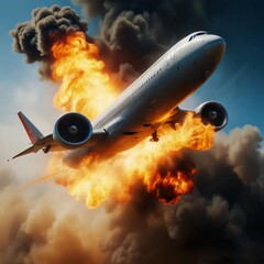 A plane on fire fell from a great height.