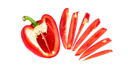 red chopped sweet bell pepper isolated