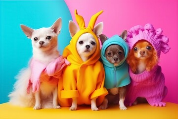 Fototapeta premium dog, kitten, animal, creative, concept, group, cute, adorable, pets, companionship, friendship, playful, imagination, fantasy