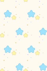 a pattern with stars and clouds on a light background