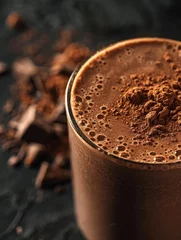 Foto op Plexiglas Glass of chocolate milk with chocolate powder on top © Alexandr