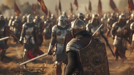 Knights in Armor: Medieval Warriors Clash on the Battlefield Battleground