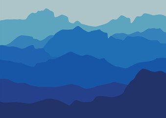 abstract landscape with mountains. Vector illustration in flat style.