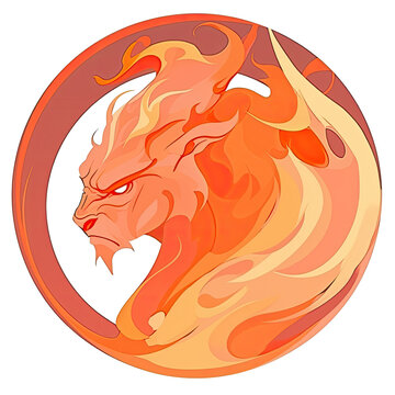 An illustration of an ifrit demon seen from the side within a circle