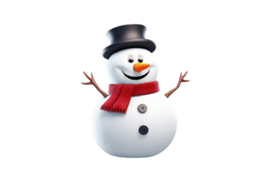 Adorable Snowman Artwork Isolated on Transparent Background