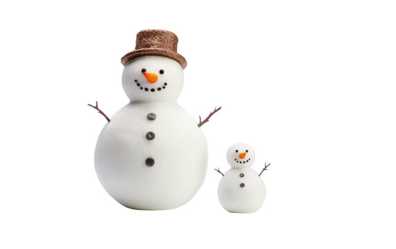 Cheerful Snowman Character Isolated on Transparent Background
