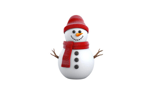 Playful Snowman Sculpture Isolated on Transparent Background